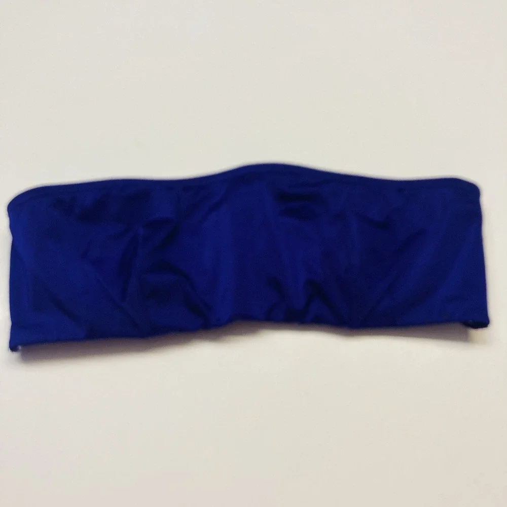 Victoria's Secret Bandeau Strapless Unlined Bra Women 34C Blue Strappy Cage Back